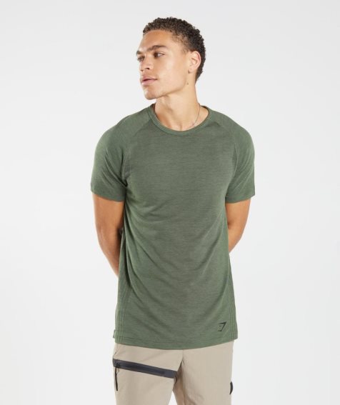 Camiseta Gymshark Retake Seamless Hombre Verde Oliva | ES9283-KY