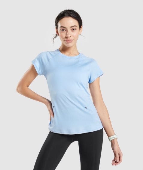 Camiseta Gymshark Speed Mujer Azules | ES1069-WX