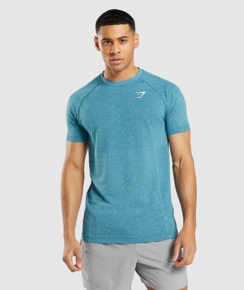 Camiseta Gymshark Vital Light Seamless Hombre Turquesa | ES8145-MR