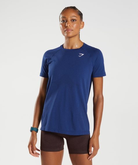 Camiseta Gymshark Vital Seamless 2.0 Light Mujer Azules | ES6829-IA