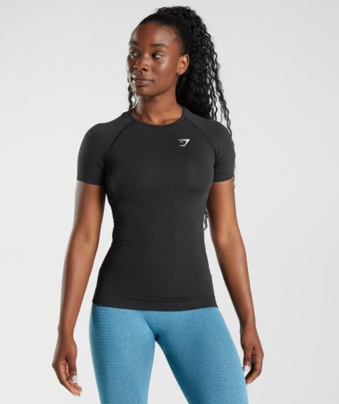 Camiseta Gymshark Vital Seamless 2.0 Mujer Negras | ES4980-WL