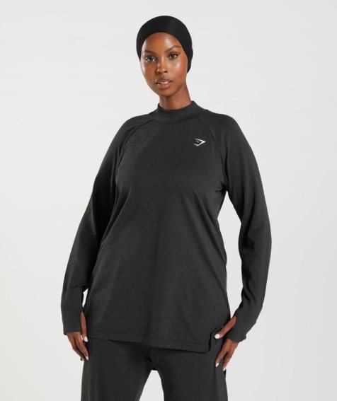 Camiseta Gymshark Vital Seamless Long Line Top Mujer Negras | ES3980-TN