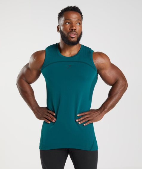 Camiseta Tirantes Gymshark 315 Seamless Hombre Turquesa | ES0567-BT