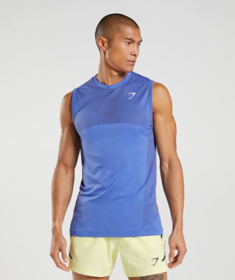 Camiseta Tirantes Gymshark Apex Seamless Hombre Azules | ES0832-PJ