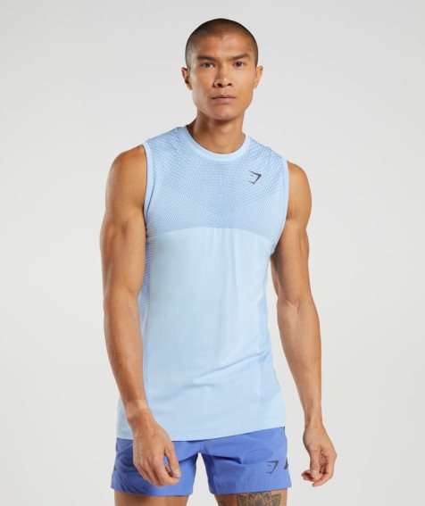 Camiseta Tirantes Gymshark Apex Seamless Hombre Azules Claro | ES3698-SO