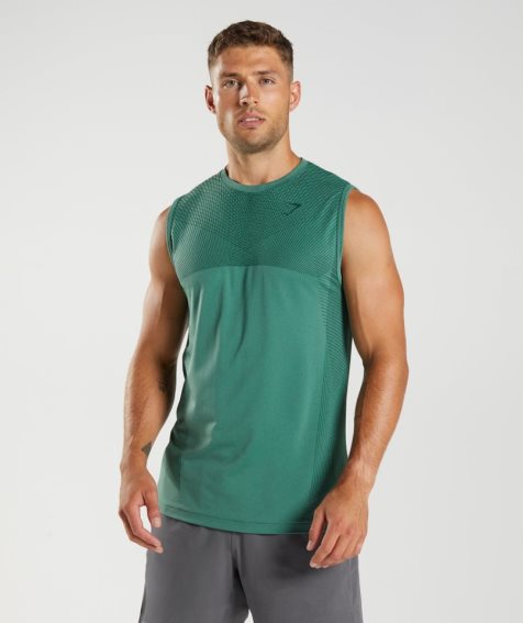 Camiseta Tirantes Gymshark Apex Seamless Hombre Verde | ES4738-VH