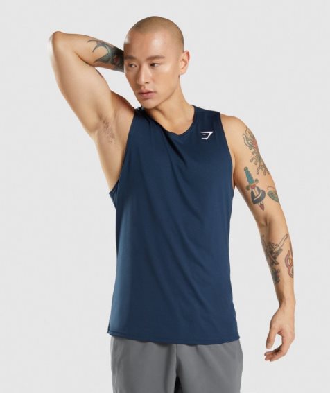 Camiseta Tirantes Gymshark Arrival Hombre Azul Marino | ES0572-PT