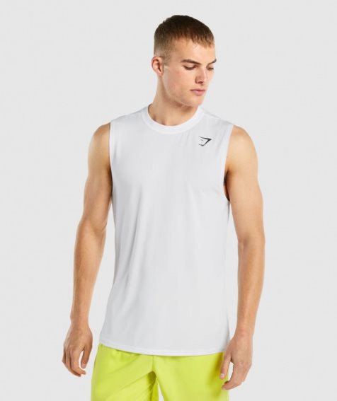 Camiseta Tirantes Gymshark Arrival Sin Manga Hombre Blancas | ES7862-WD