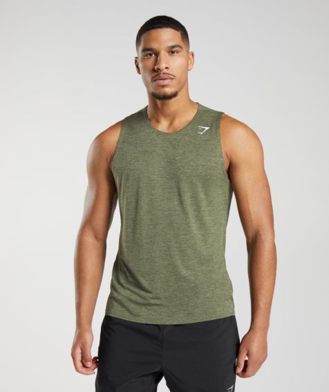 Camiseta Tirantes Gymshark Arrival Slim Marl Hombre Verde Oliva | ES3780-EX