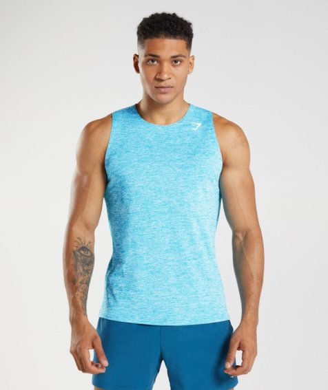 Camiseta Tirantes Gymshark Arrival Slim Marl Hombre Turquesa | ES8971-KW