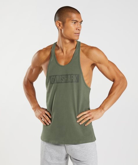 Camiseta Tirantes Gymshark Block Stringer Hombre Verde Oliva | ES4728-DW