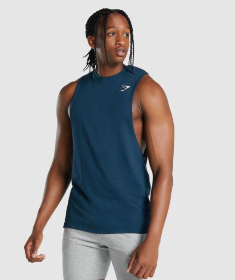 Camiseta Tirantes Gymshark Critical 2.0 Drop Arm Hombre Azul Marino | ES1692-VD