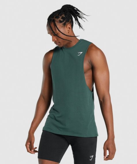 Camiseta Tirantes Gymshark Critical 2.0 Drop Arm Hombre Verde Oscuro | ES2018-FH