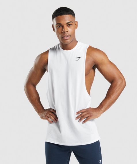 Camiseta Tirantes Gymshark Critical 2.0 Drop Arm Hombre Blancas | ES2045-OB