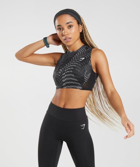 Camiseta Tirantes Gymshark Deporte Crop Mujer Negras | ES9317-WU