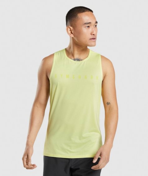 Camiseta Tirantes Gymshark Deporte Stripe Hombre Amarillo | ES6517-MQ