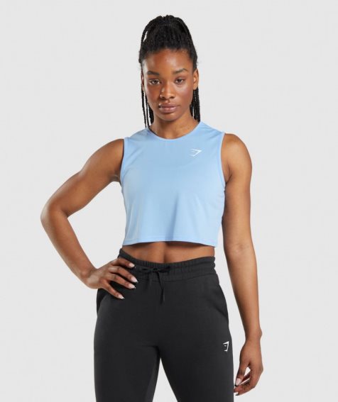 Camiseta Tirantes Gymshark Entrenamiento Crop Mujer Azules | ES2463-RN