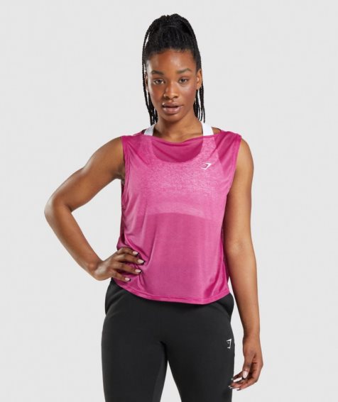 Camiseta Tirantes Gymshark Entrenamiento Oversized Mujer Rosas | ES7158-ZG