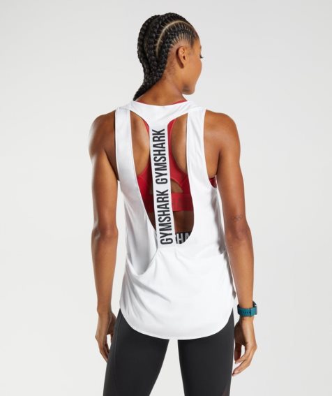 Camiseta Tirantes Gymshark Entrenamiento Brandmark Mujer Blancas | ES7346-UQ