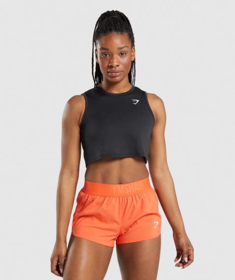 Camiseta Tirantes Gymshark Entrenamiento Crop Mujer Negras | ES7503-ML