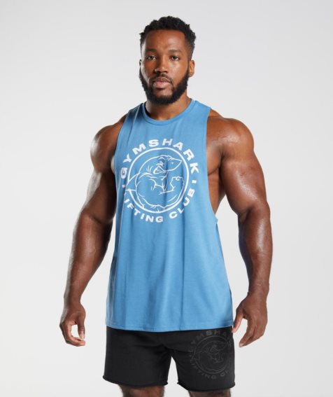 Camiseta Tirantes Gymshark Legacy Drop Arm Hombre Azules | ES1374-RK