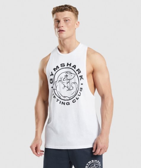 Camiseta Tirantes Gymshark Legacy Drop Arm Hombre Blancas | ES7460-MC