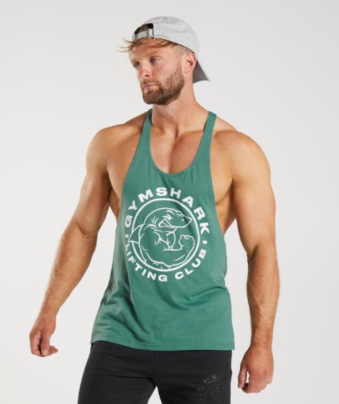 Camiseta Tirantes Gymshark Legacy Stringer Hombre Verde | ES8714-LJ