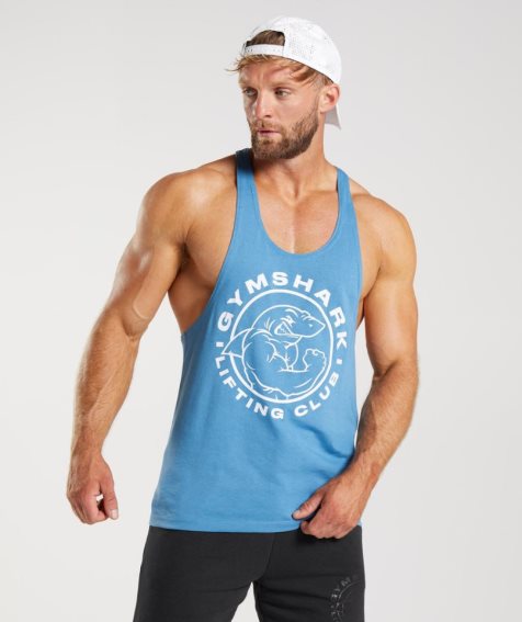 Camiseta Tirantes Gymshark Legacy Stringer Hombre Azules | ES9240-SV