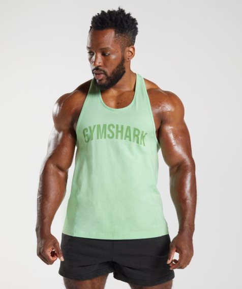 Camiseta Tirantes Gymshark Power Stringer Hombre Verde Menta | ES0371-KB