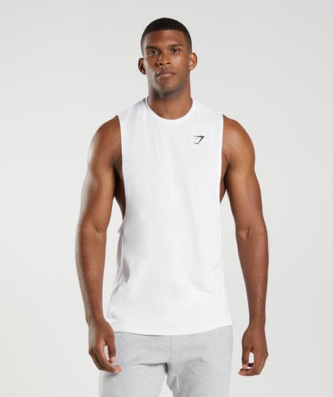 Camiseta Tirantes Gymshark React Drop Arm Hombre Blancas | ES6708-AE