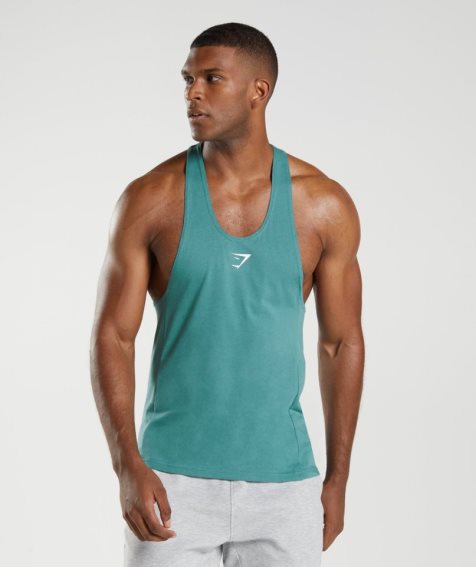 Camiseta Tirantes Gymshark React Stringer Hombre Turquesa | ES0174-MG