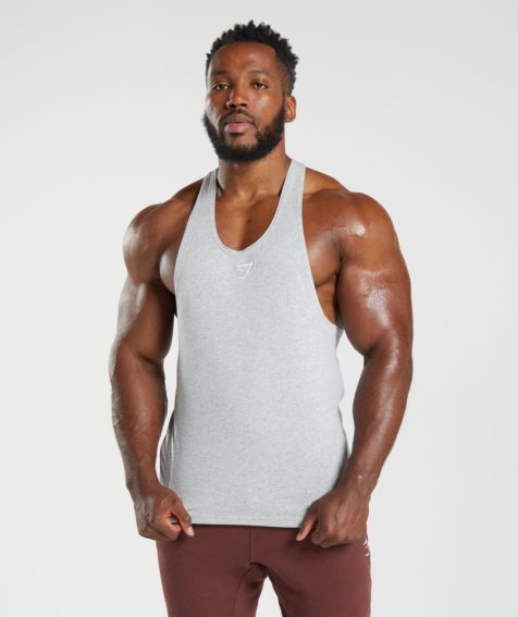 Camiseta Tirantes Gymshark React Stringer Hombre Gris Claro | ES0714-PE