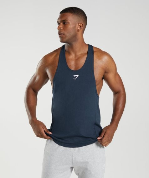 Camiseta Tirantes Gymshark React Stringer Hombre Azul Marino | ES5602-RV