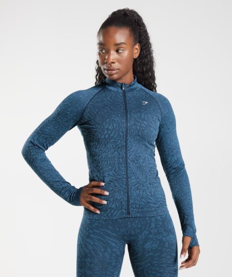 Chaquetas Gymshark Adapt Animal Zip Through Mujer Azul Marino | ES0462-VD