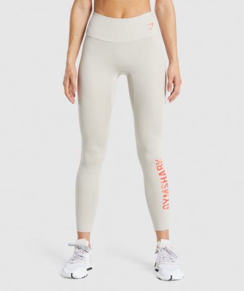 Leggins Gymshark Entrenamiento Estampadas Mujer Creme | ES6231-RF