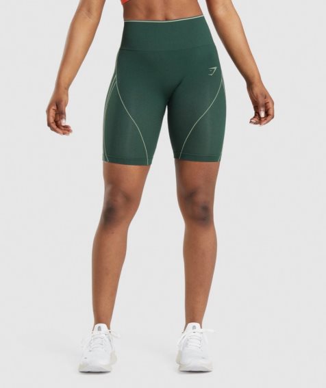 Pantalones Cortos Gymshark Apex Seamless High Rise Mujer Verde | ES9657-IN