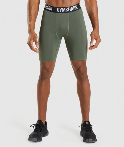 Pantalones Cortos Gymshark Element Baselayer Hombre Verde Oliva | ES7689-HG