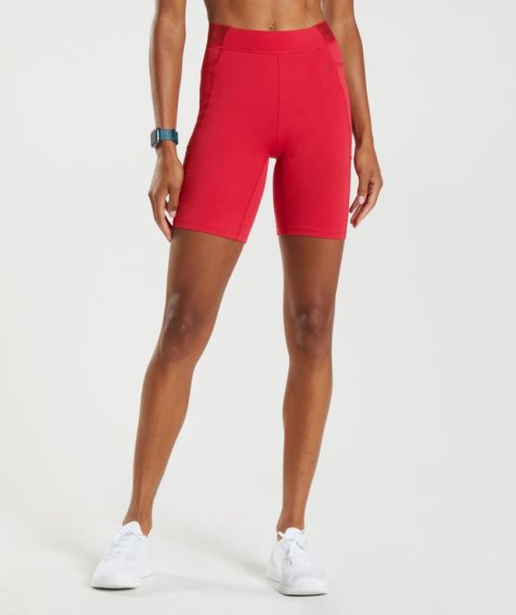 Pantalones Cortos Gymshark Entrenamiento Brandmark Cycling Mujer Rojas | ES9041-HF