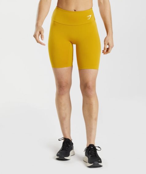 Pantalones Cortos Gymshark Entrenamiento Cycling Mujer Amarillo | ES9165-PX