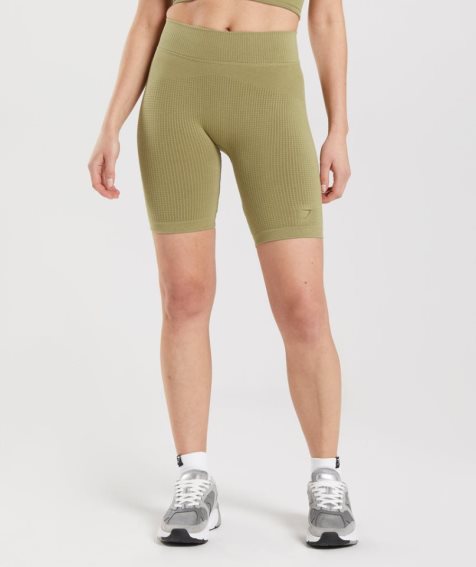 Pantalones Cortos Gymshark Pause Seamless Cycling Mujer Verde Oliva | ES6908-HJ