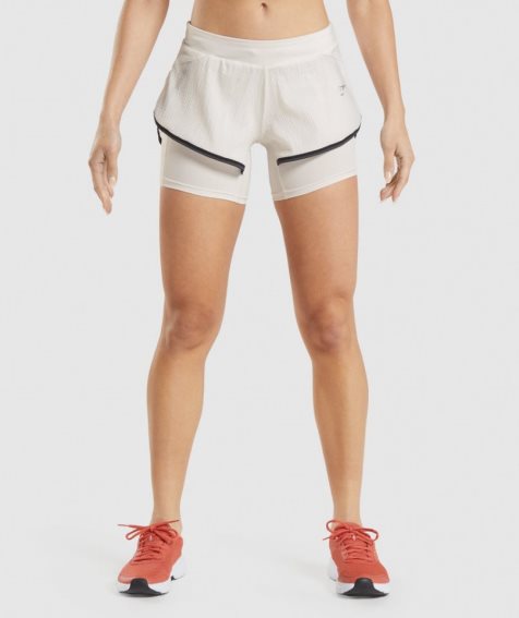 Pantalones Cortos Gymshark Speed 2 In 1 Mujer Blancas | ES3410-WL