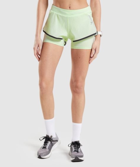 Pantalones Cortos Gymshark Speed 2 In 1 Mujer Verde Menta | ES8417-LI