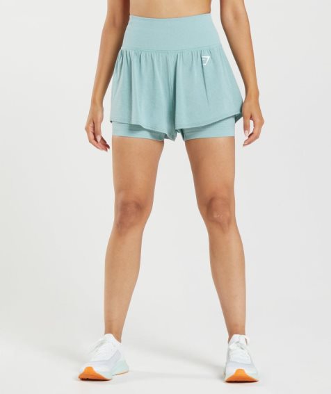 Pantalones Cortos Gymshark Vital Seamless 2.0 2-in-1 Mujer Azules Claro | ES1379-SQ