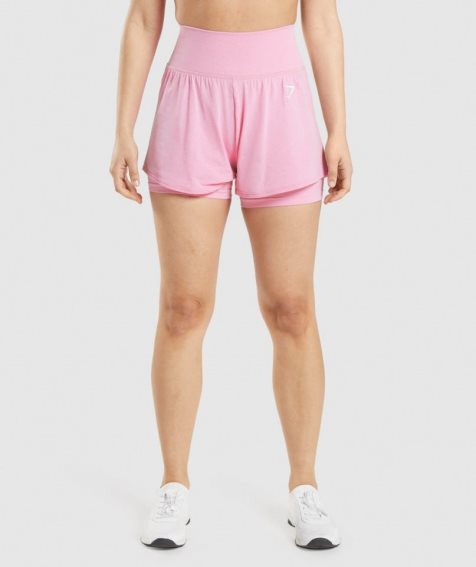 Pantalones Cortos Gymshark Vital Seamless 2.0 2-in-1 Mujer Rosas | ES6708-OR