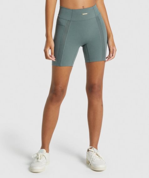 Pantalones Cortos Gymshark Whitney Mesh Mujer Verde | ES4752-VU