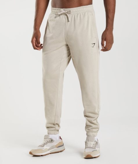 Pantalones Jogger Gymshark Essential Oversized Hombre Creme | ES7089-MA