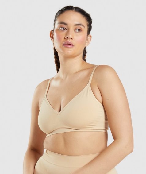 Ropa Interior Gymshark Seamless Low Neck Bralette Mujer Marrones Claro | ES6703-HJ