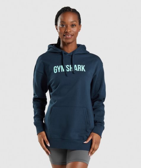 Sudadera Con Capucha Gymshark Apollo Oversized Mujer Azul Marino | ES3208-MW