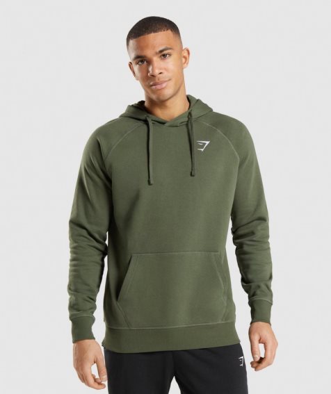 Sudadera Con Capucha Gymshark Crest Hombre Verde Oliva | ES8371-OA