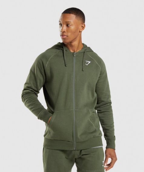 Sudadera Con Capucha Gymshark Crest Zip Up Hombre Verde Oliva | ES3021-AB